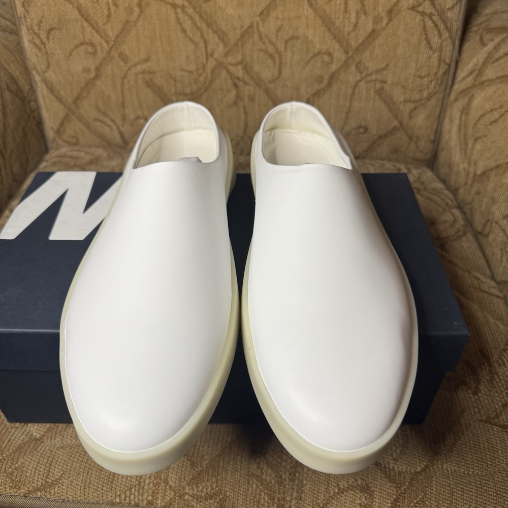 Wolf & Shepherd Men Cruise Mule Slip On Shoes US 12 EU 45 White NIB‎